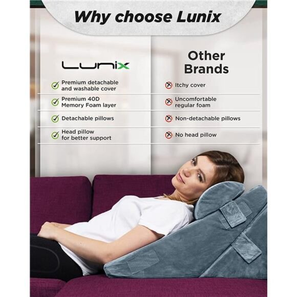 3pcs Orthopedic Bed Wedge Pillow Set, Post Surgery Memory Foam for Back - Picture 6 of 6